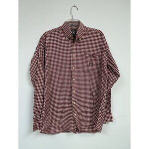 Cinch Long Sleeve Button Up Shirt Mens S Red White Plaid Cotton Western